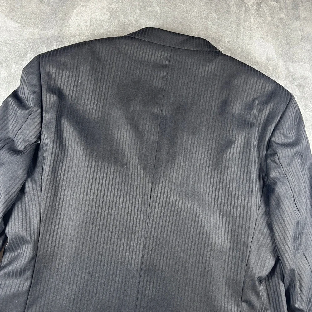 Caravelli Italy Mens 46R Black Pinstripe 3 Button Suit Jacket Blazer